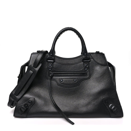 Balenciaga Grained Calfskin Neo Classic Black Hardware S City Black