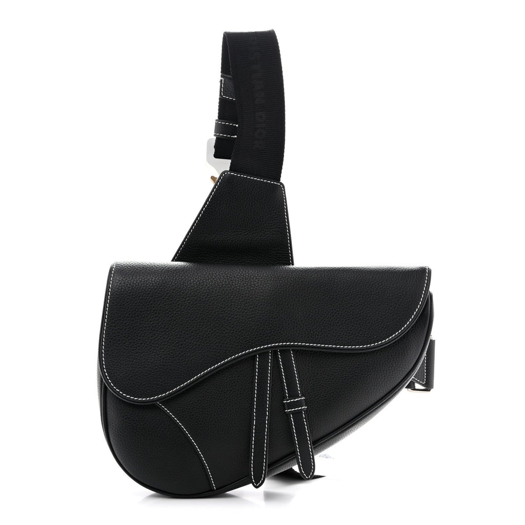 Dior Grained Calfskin Mens Saddle Bag Black