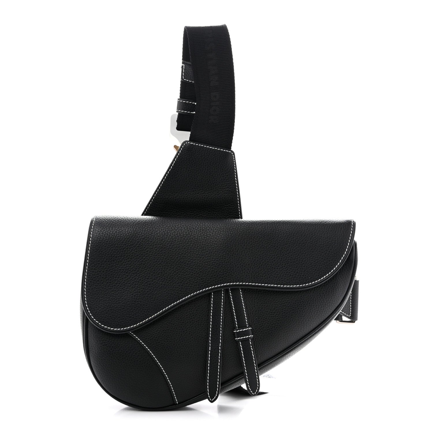 Dior Grained Calfskin Mens Saddle Bag Black