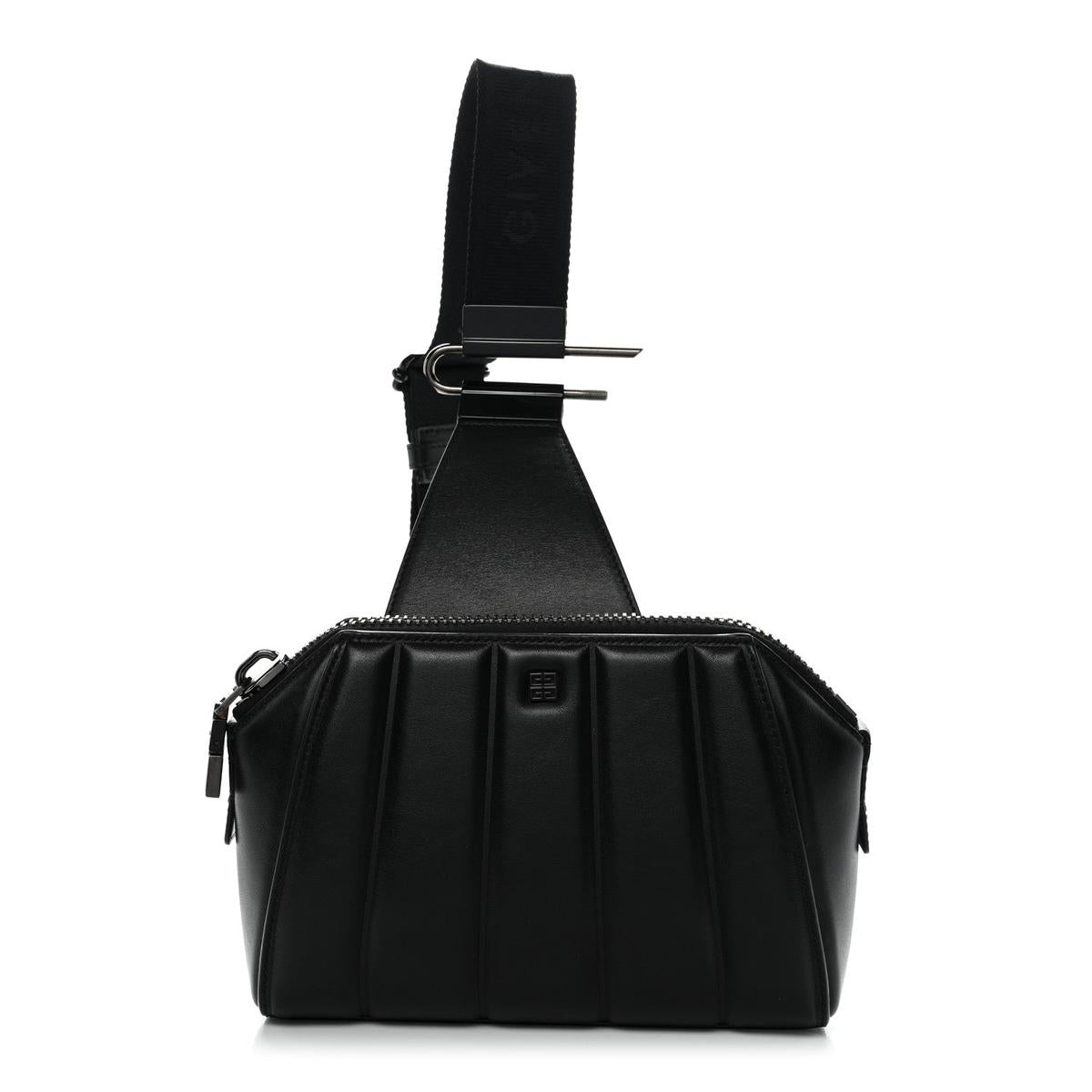 Givenchy Antigona U padded crossbody bag black lambskin front view