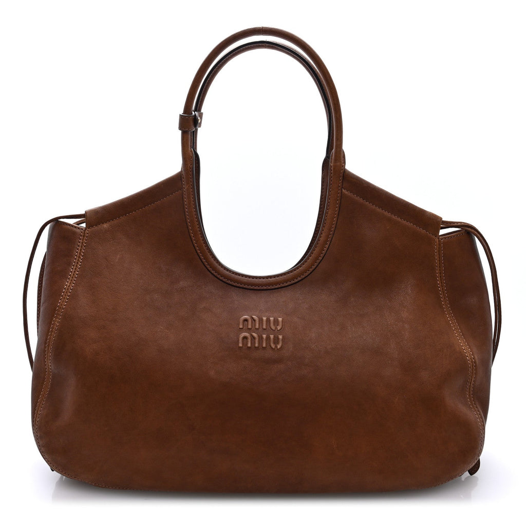 Miu Miu Nappa Ivy Shopping Bag Oak