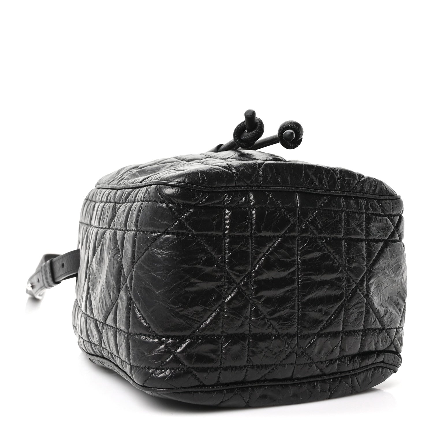 Dior Crinkled Calfskin Macrocannage Small D-Motion Bag Black
