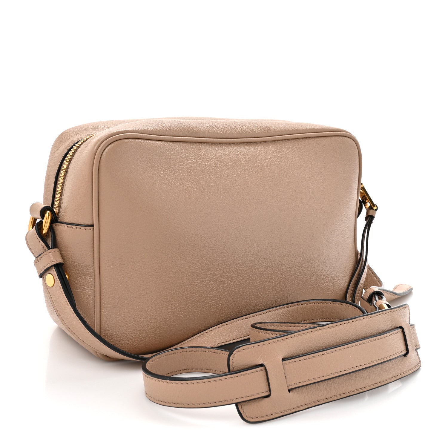Prada Glace Calfskin Embossed Logo Crossbody Cammeo