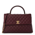 Chanel Caviar Lizard Quilted Medium Coco Handle Flap Burgundy