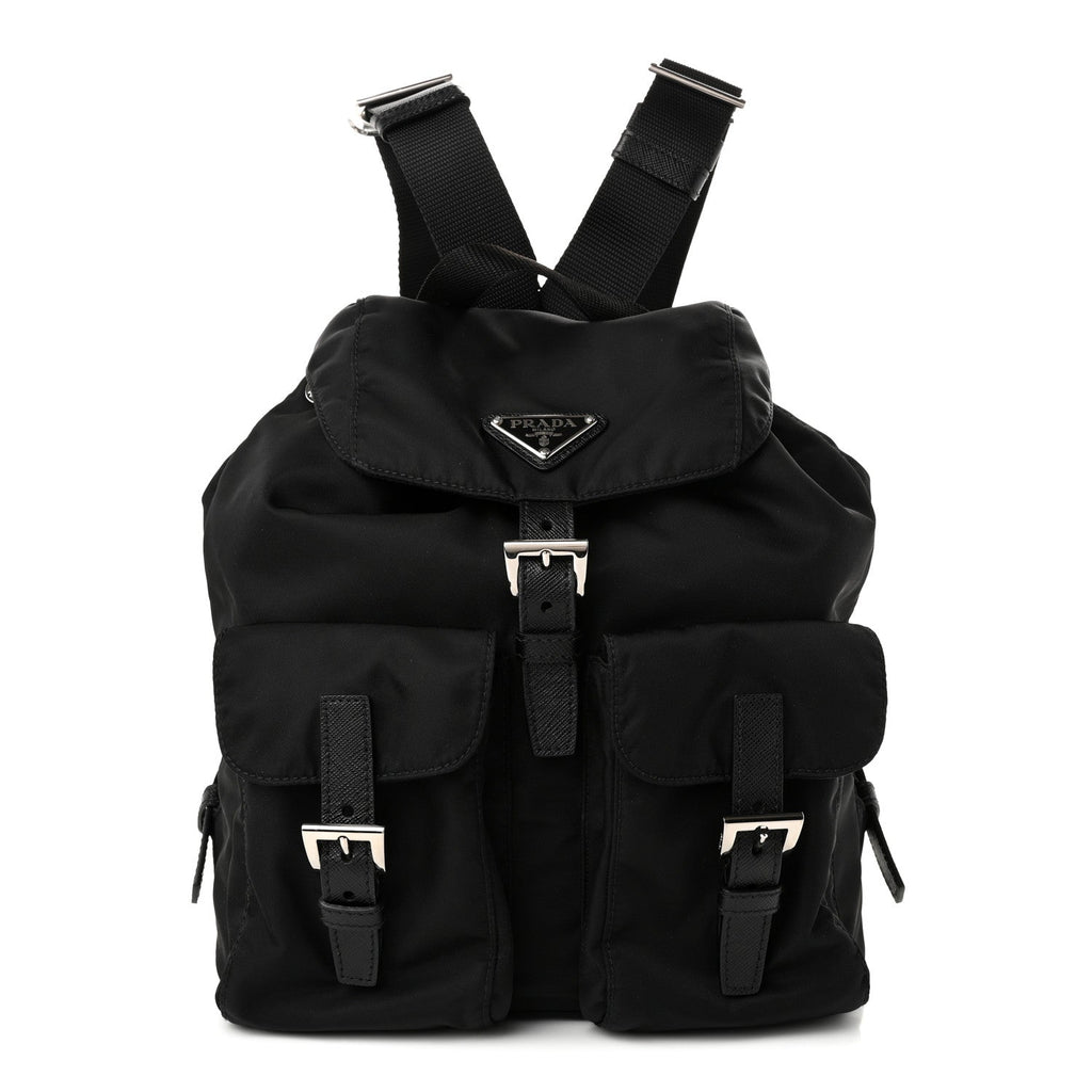 Prada Re-Nylon Vela Saffiano Small Backpack Black