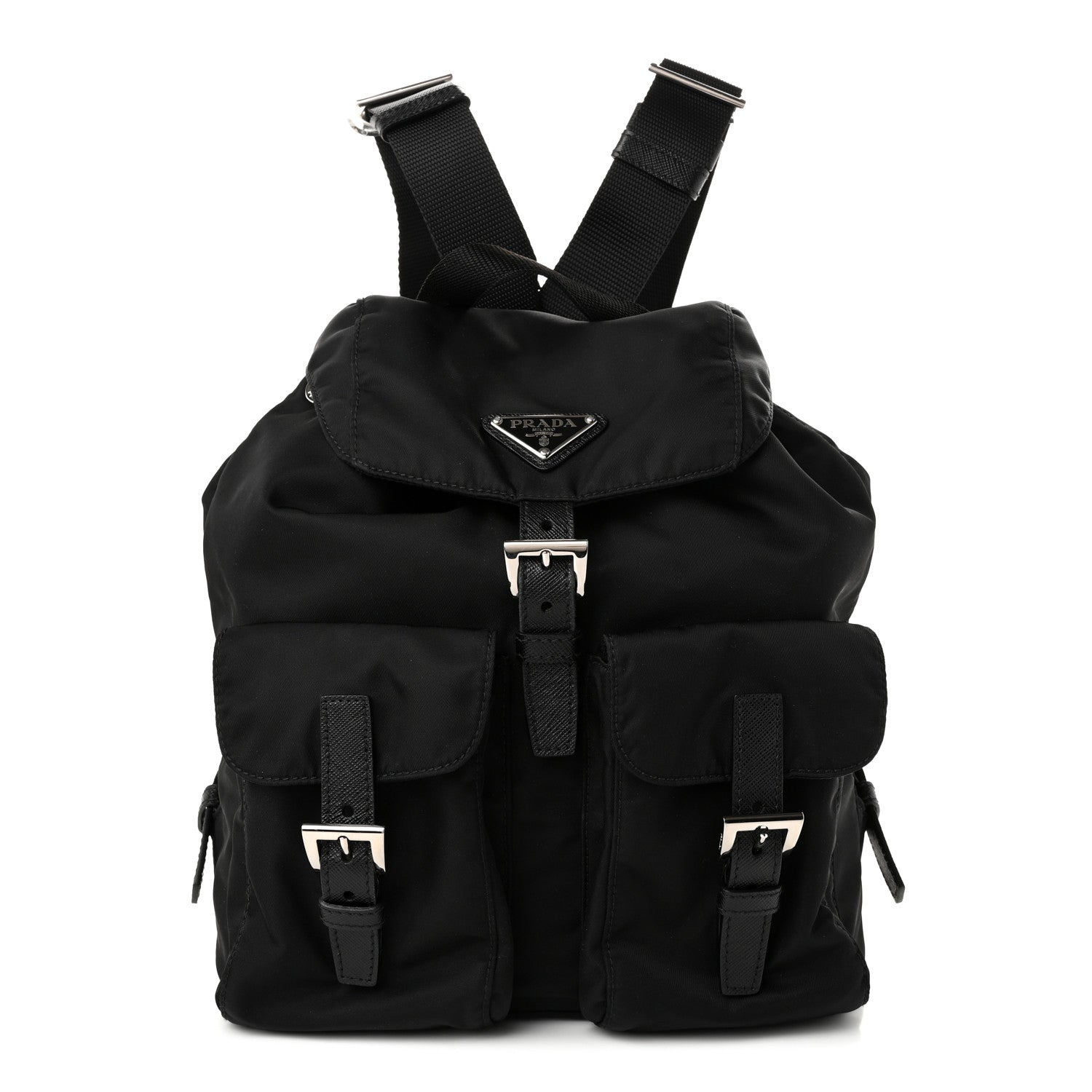 Prada Re-Nylon Vela Saffiano Small Backpack Black
