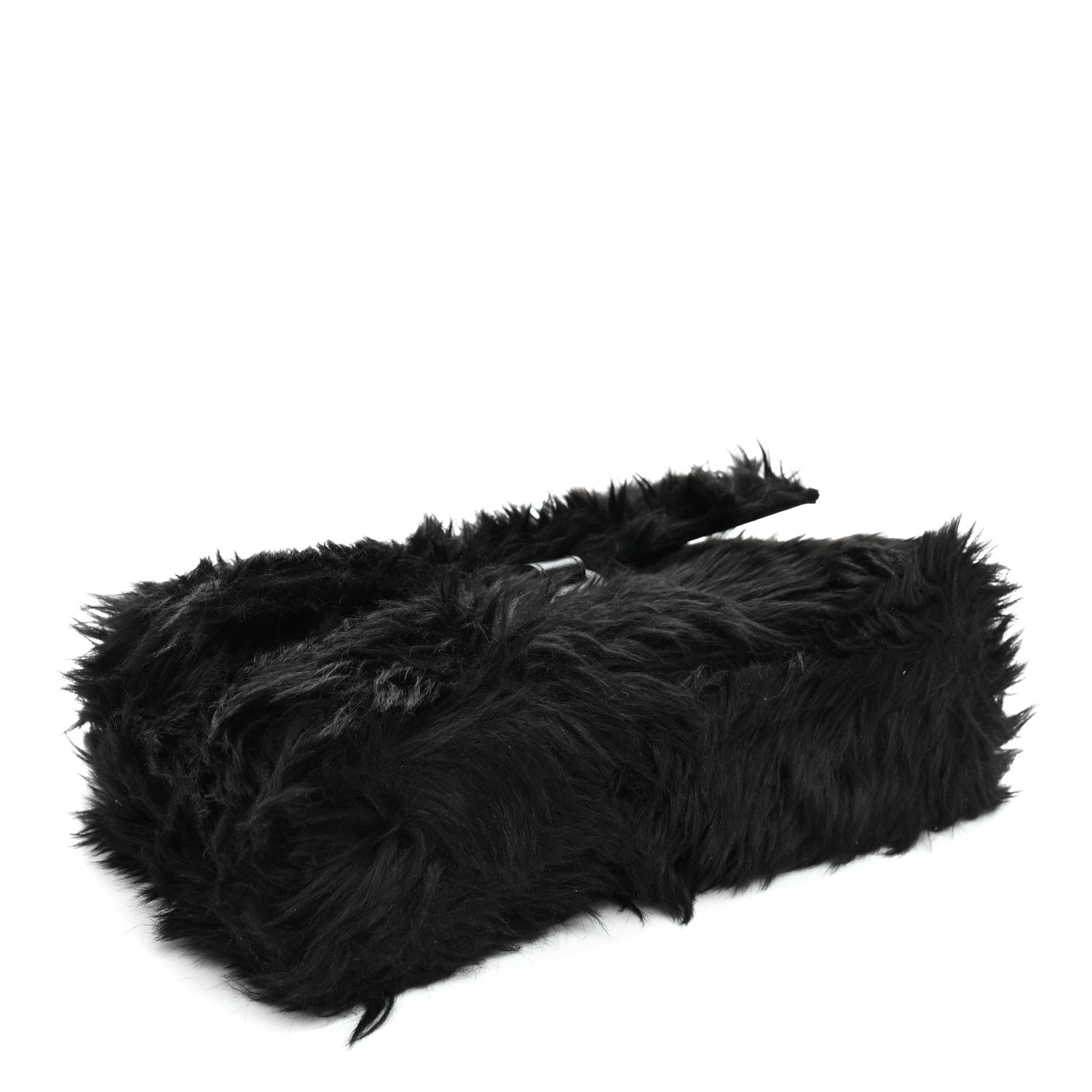Balenciaga Faux Fur Small Downtown Shoulder Bag Black
