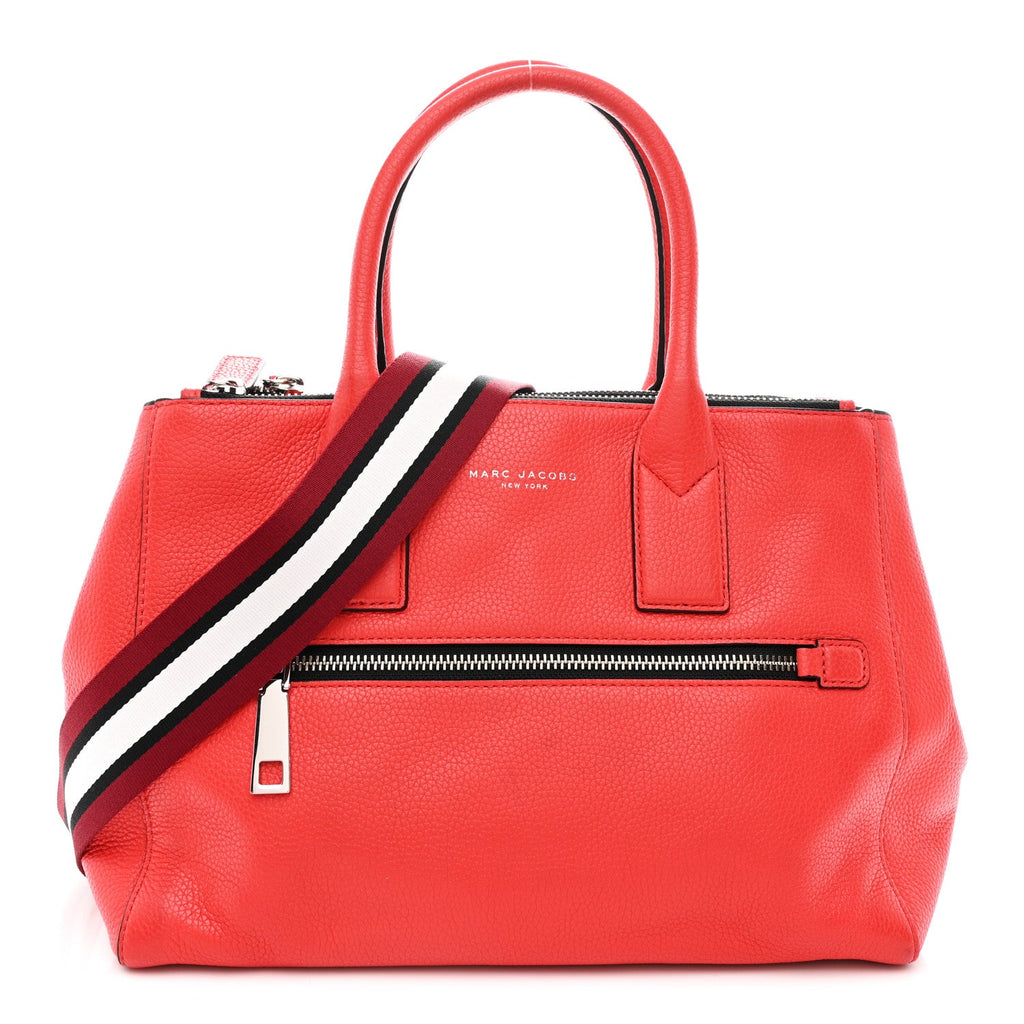 Pebbled Calfskin Gotham Bauletto Satchel Red