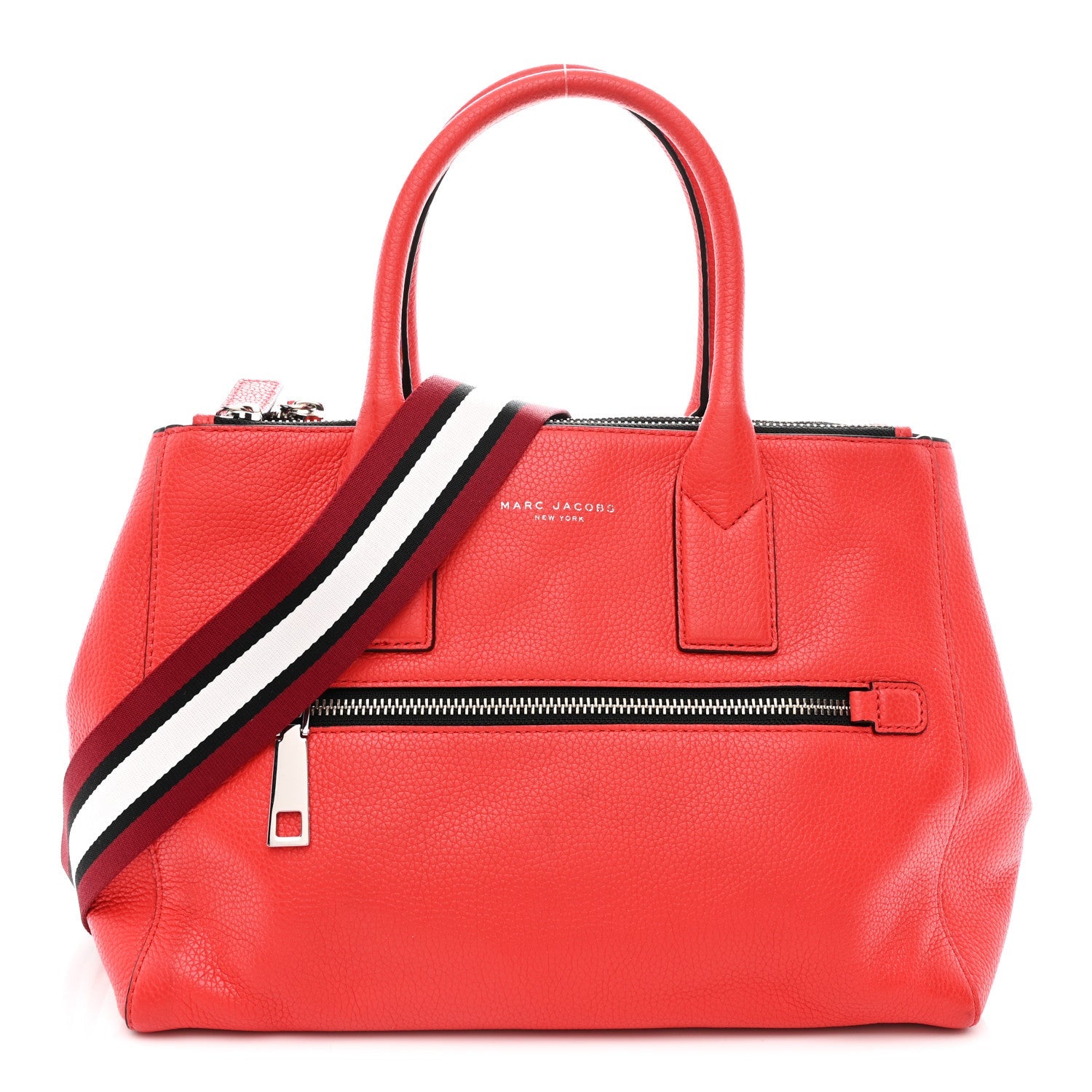 Pebbled Calfskin Gotham Bauletto Satchel Red