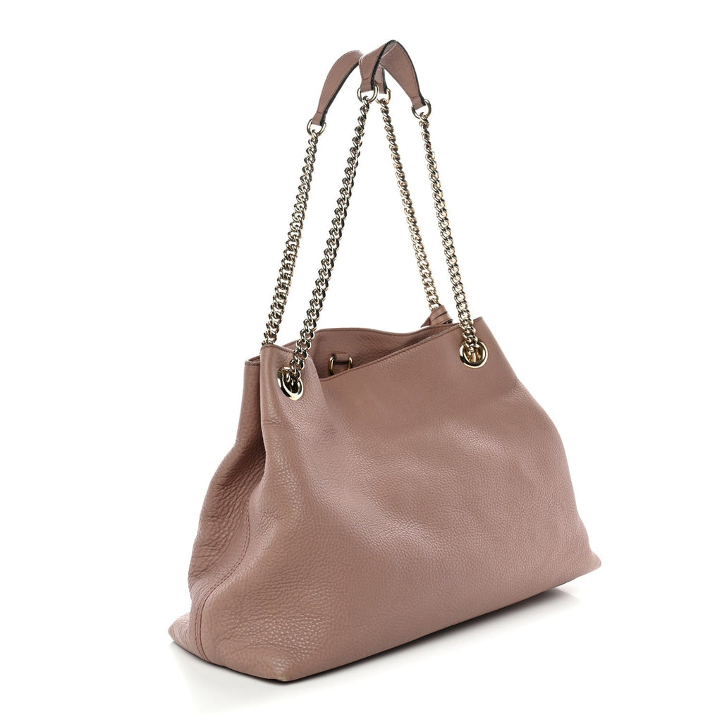 Gucci Pebbled Calfskin Medium Soho Chain Shoulder Bag Antique Rose