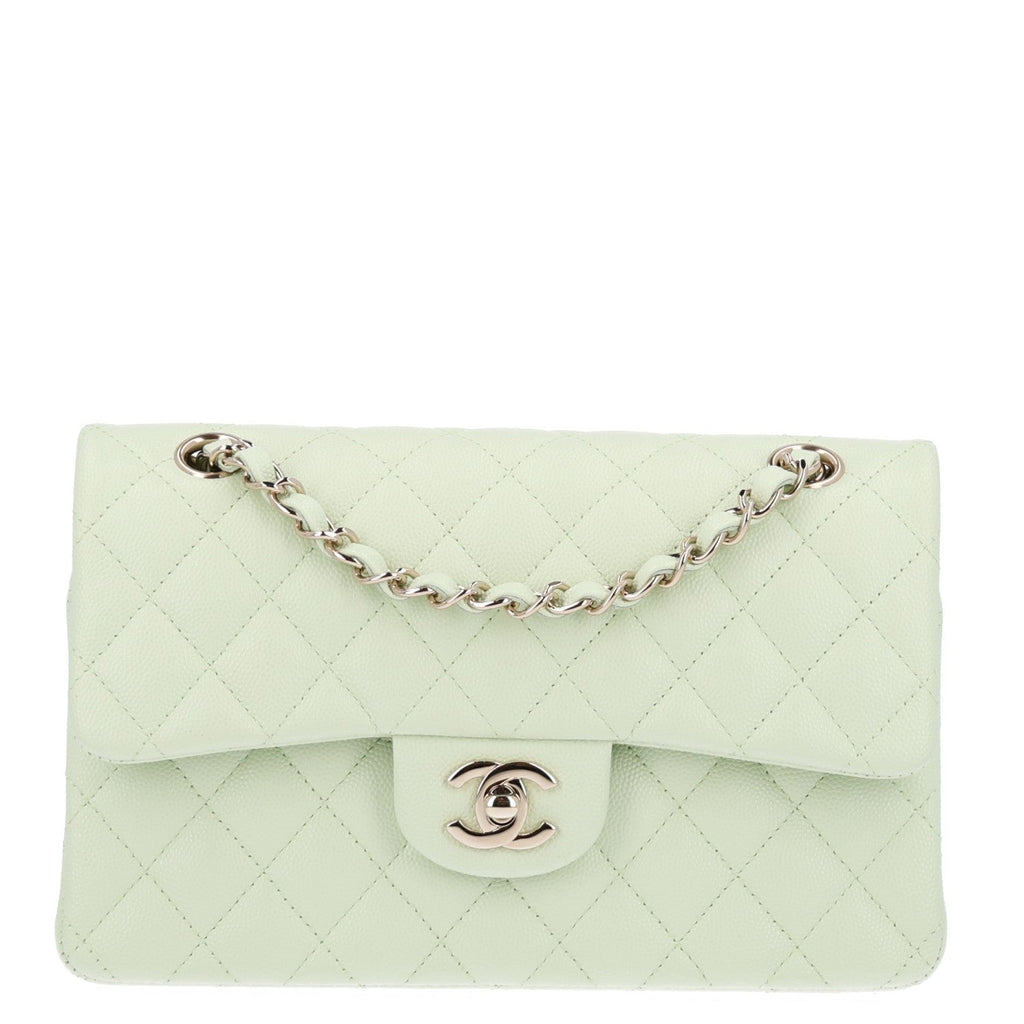 Chanel Caviar Quilted Small Double Flap Light Green