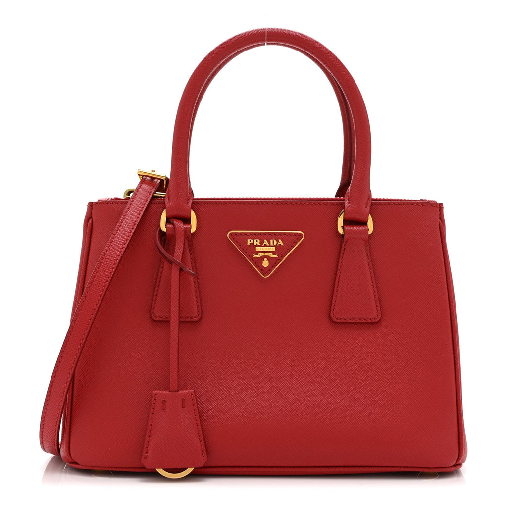 Prada Saffiano Lux Small Galleria Double Zip Tote Fuoco