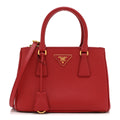 Prada Saffiano Lux Small Galleria Double Zip Tote Fuoco