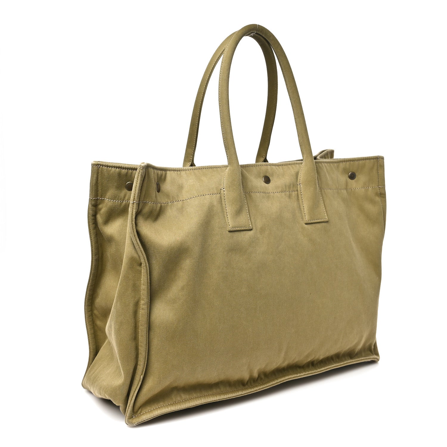 Saint Laurent Canvas Rive Gauche Maxi Tote Fir Green