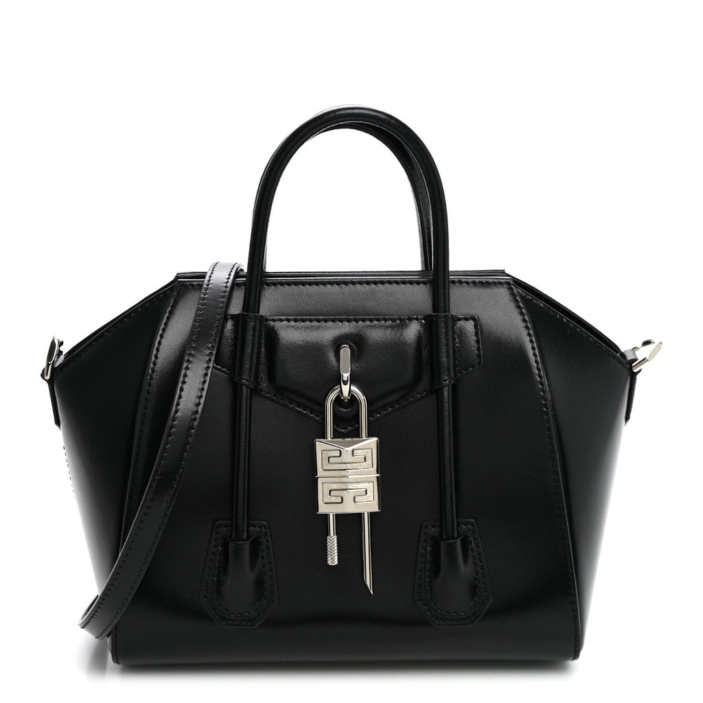 Givenchy Box Calfskin Mini Lock Antigona Shoulder Bag Black