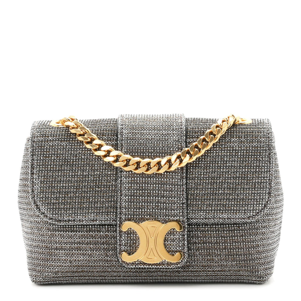 Celine Glitter Textile Mini Victoire Bag Gold