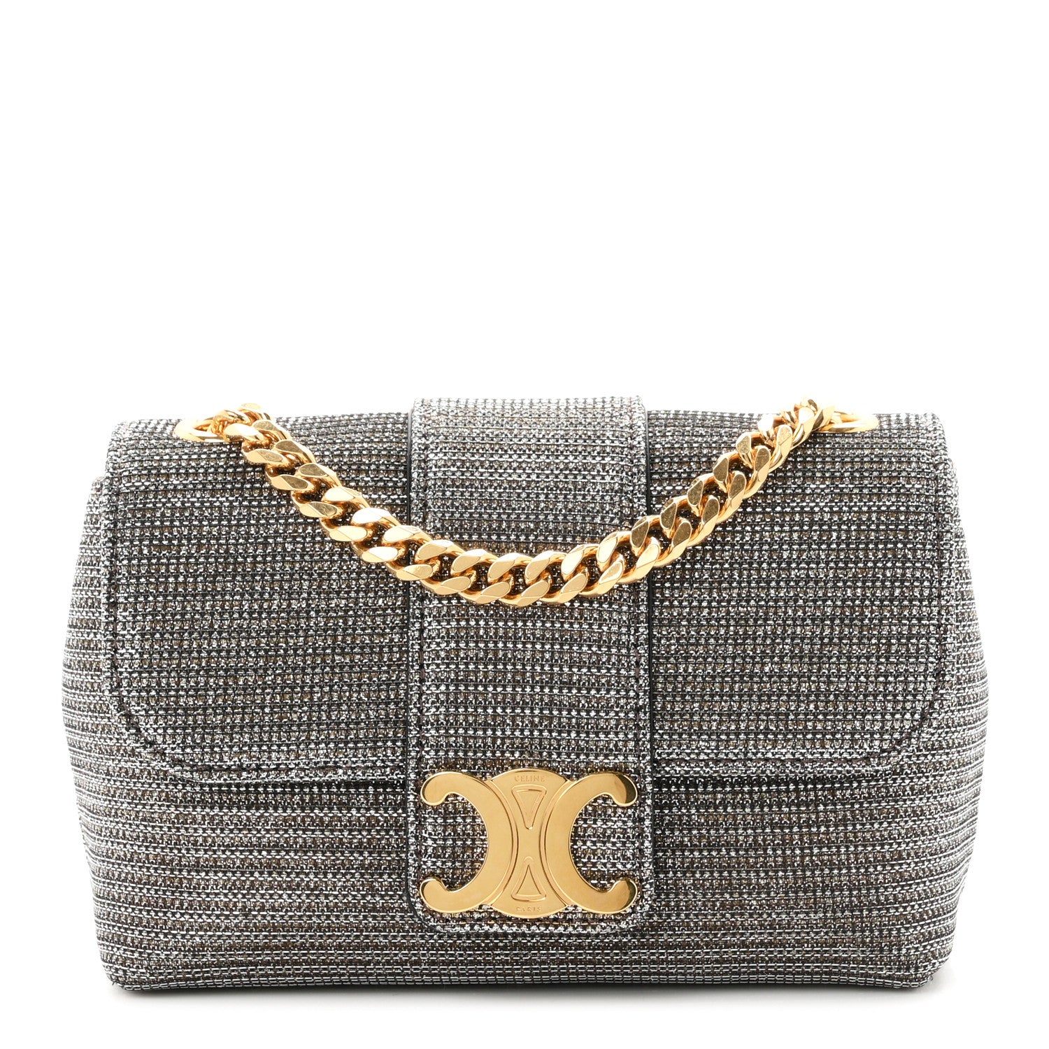 Celine Glitter Textile Mini Victoire Bag Gold