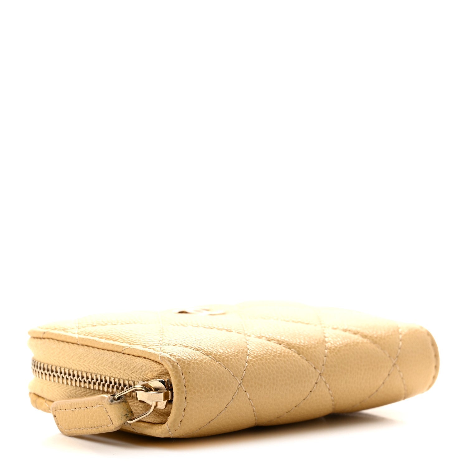 Chanel Caviar Quilted Zip Around Coin Purse Yellow
