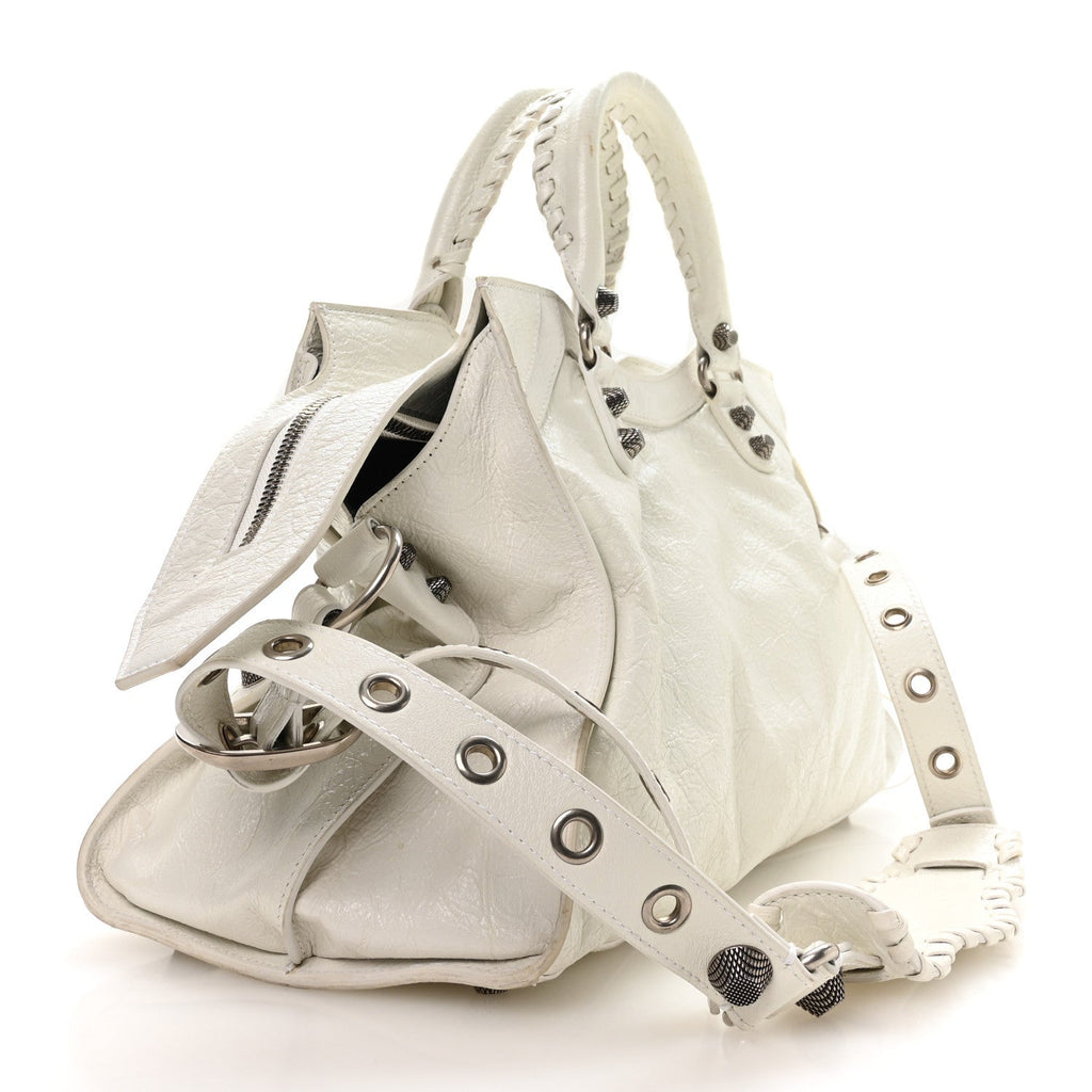Balenciaga Agneau Arena Neo Cagole City Handbag Optic White
