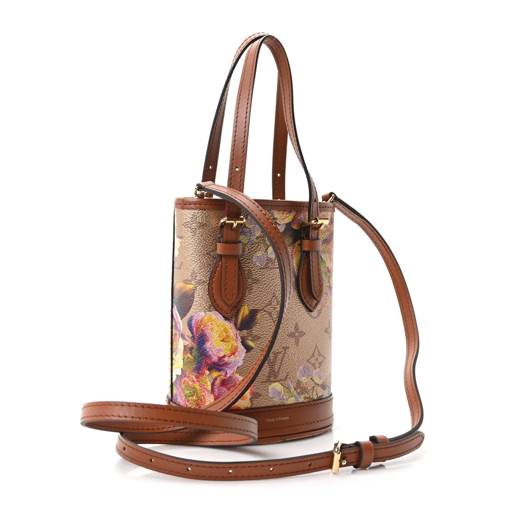 Louis Vuitton Metallic Monogram LV Garden Nano Bucket Bag Gold Gold