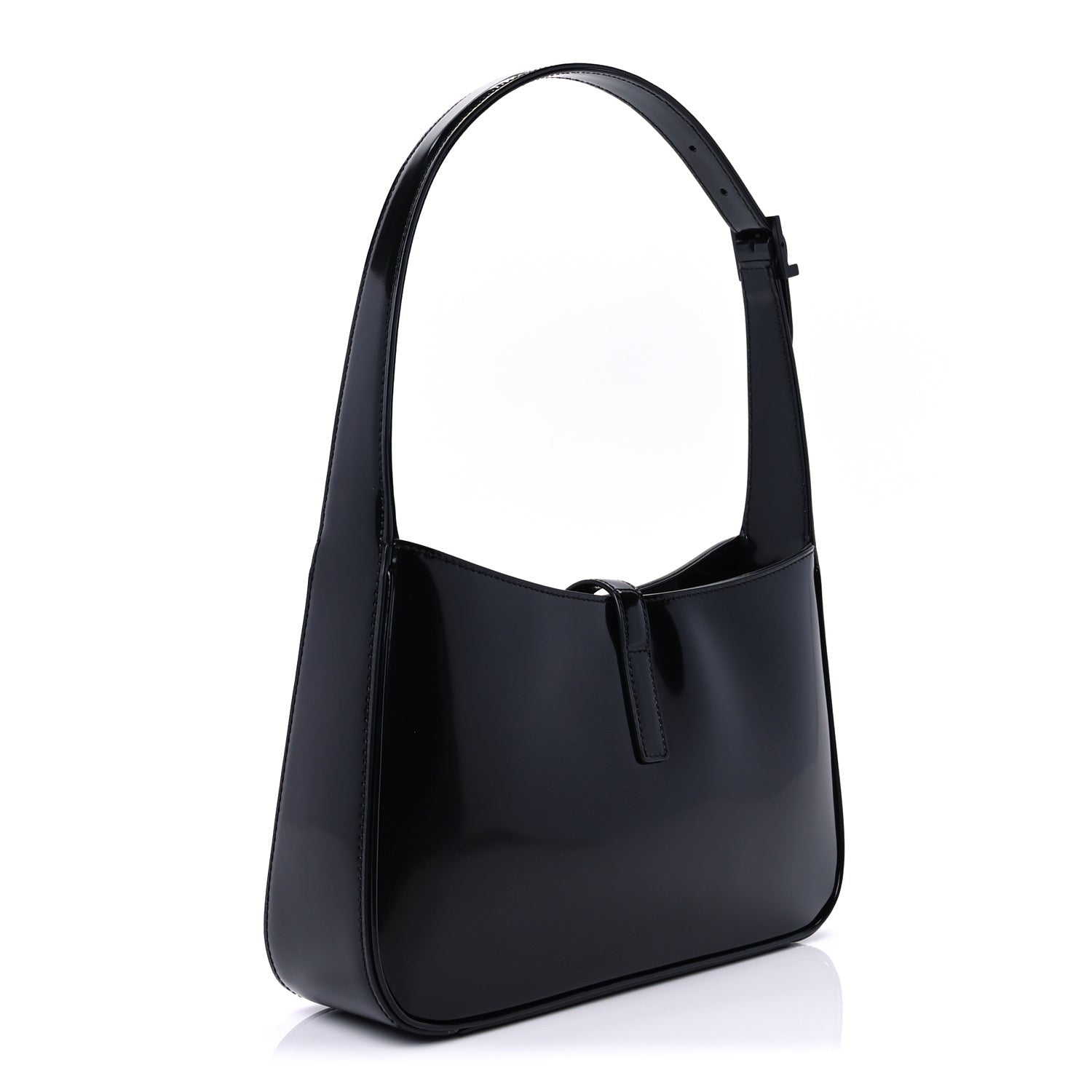 Saint Laurent Patent Le 5 A 7 Monochrome Hobo Black
