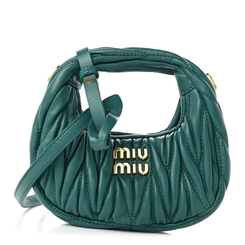 Miu Miu Nappa Matelasse Micro Wander Hobo Laguna