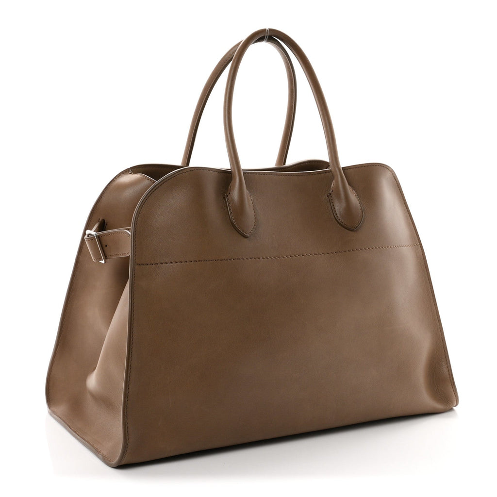 The Row Polished Saddle Calfskin Soft Margaux 15 Mouse Grey