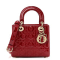 Dior Patent Cannage Small Lady Dior Cherry Red