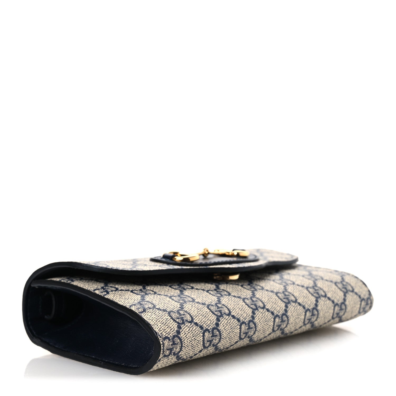 Gucci GG Supreme Monogram Azalea Calfskin Web Mini Horsebit 1955 Chain Shoulder Bag Beige Blue