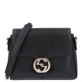 Gucci Dollar Calfskin Interlocking G Crossbody Bag Black