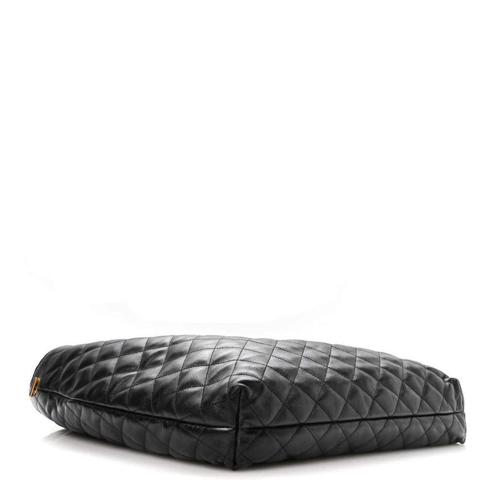 Saint Laurent Lambskin Quilted Maxi Icare Shopping Tote Black