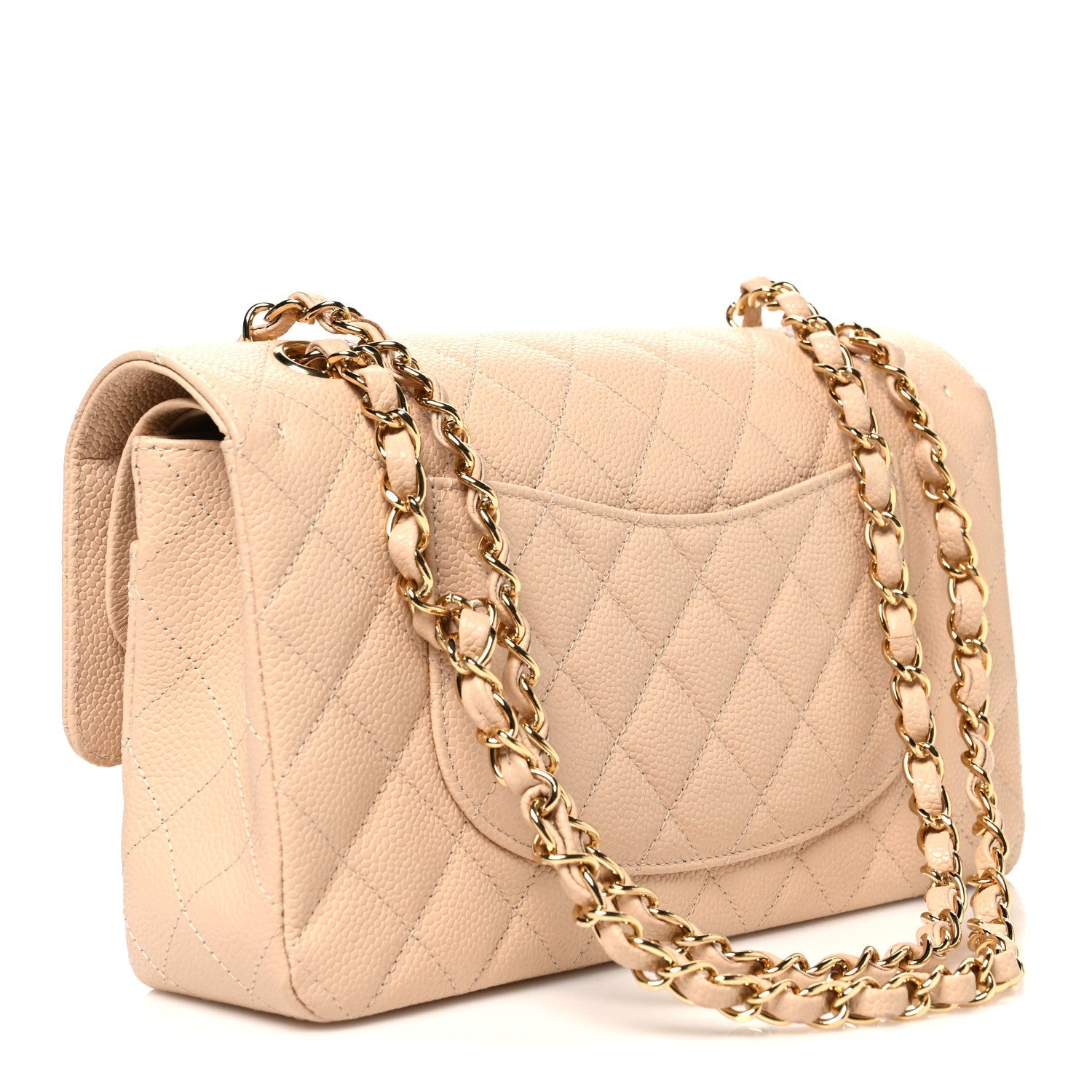 Chanel Caviar Quilted Medium Double Flap Beige Beige Clair