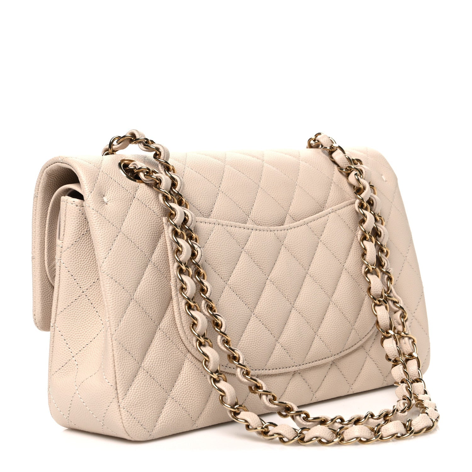 Chanel Caviar Quilted Medium Double Flap Ecru