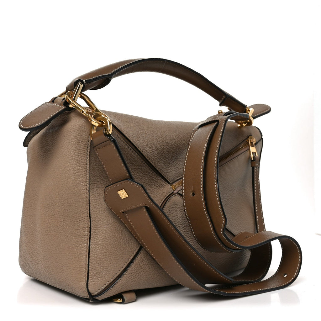 Loewe Grained Calfskin Medium Puzzle Bag Sand Mink side view