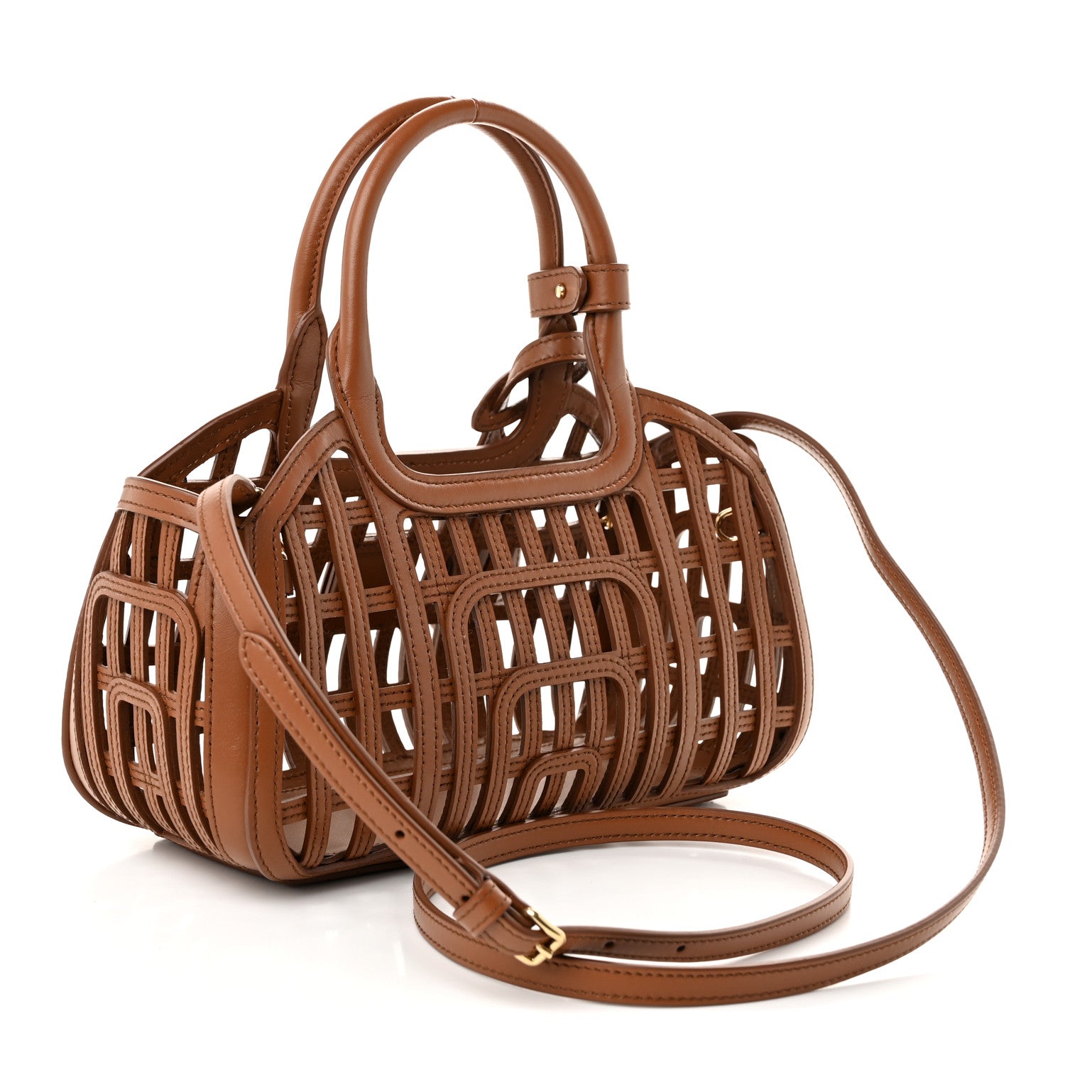 Miu Miu Calfskin Logo Basket Bag Cognac