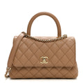 Chanel Caviar Quilted Mini Coco Handle Flap Beige