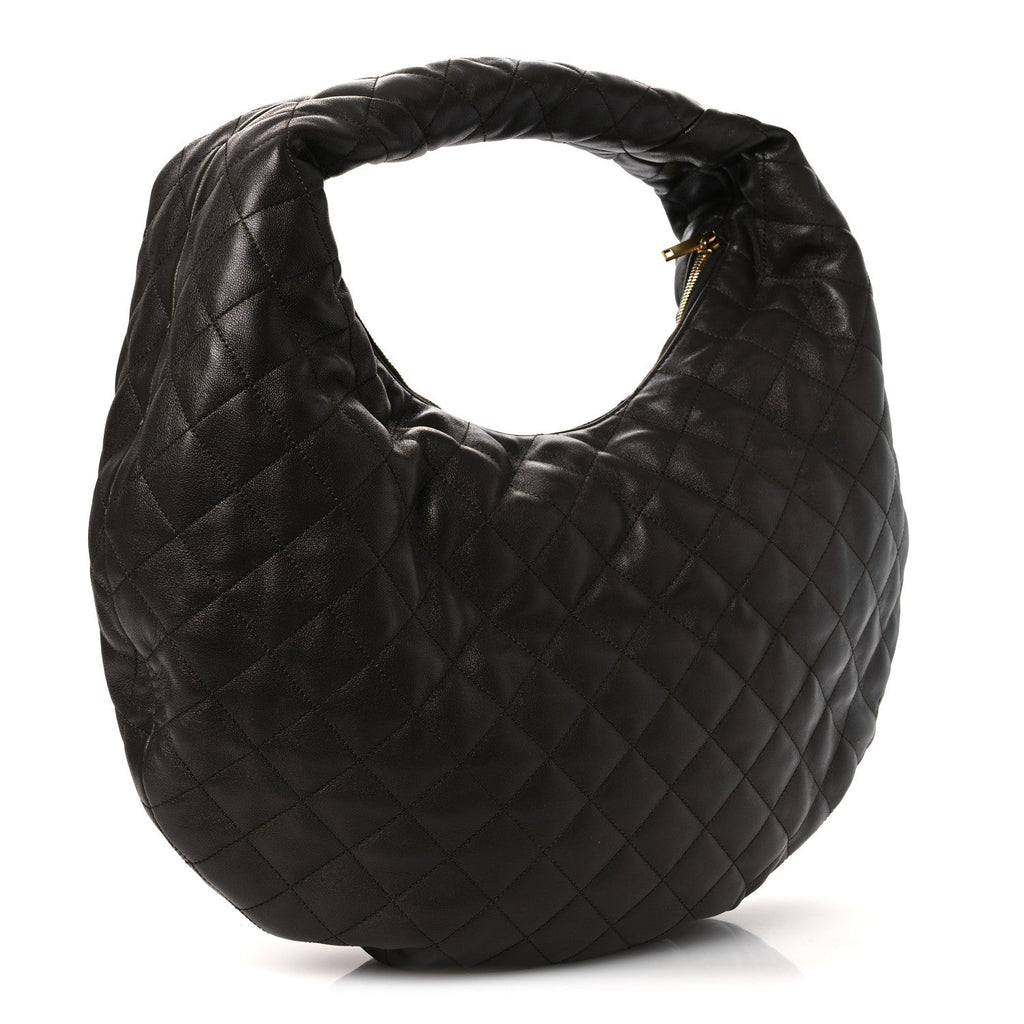 Saint Laurent Lambskin Quilted Maxi Icare Shopping Hobo Light Musk