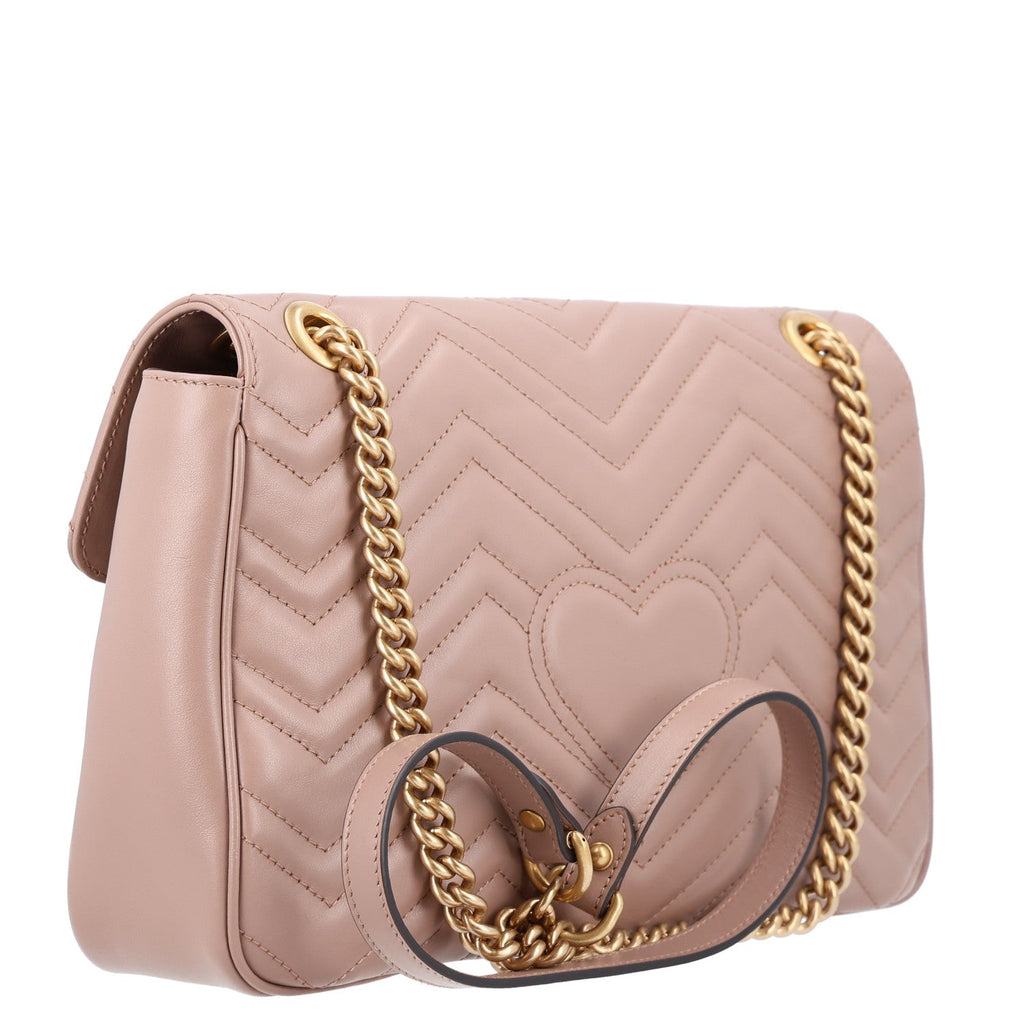 Gucci Calfskin Matelasse Medium GG Marmont Shoulder Bag Porcelain Rose
