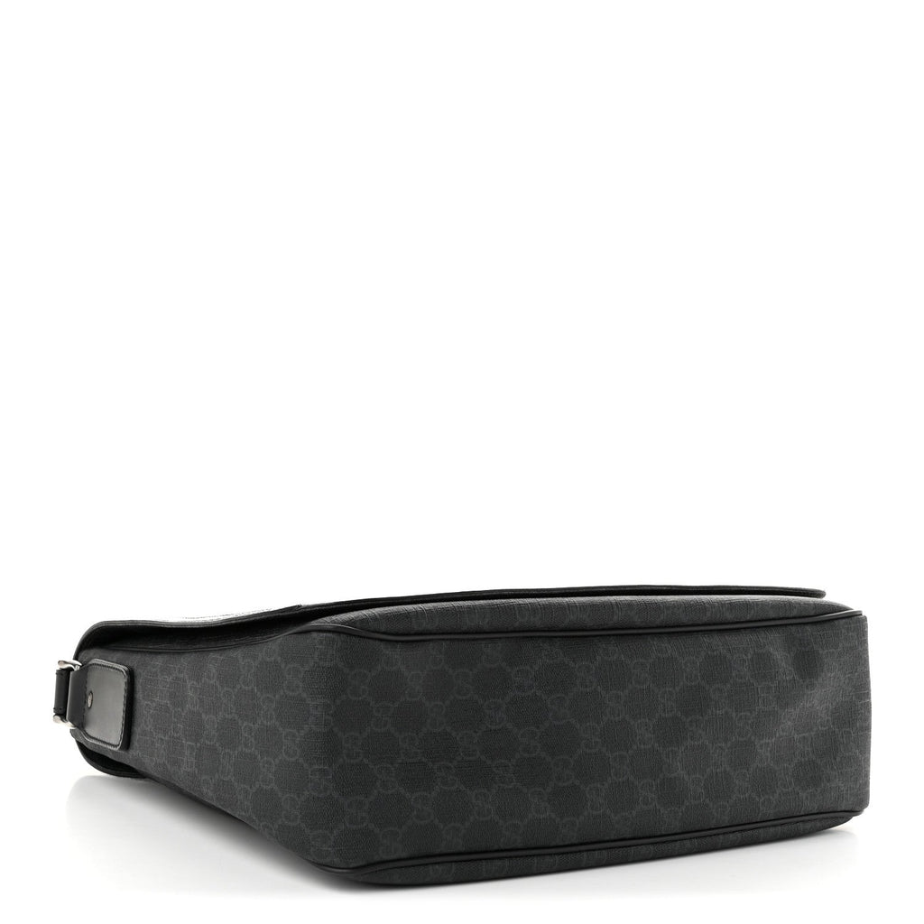 Gucci GG Supreme Monogram Flap Messenger Bag Black Grey