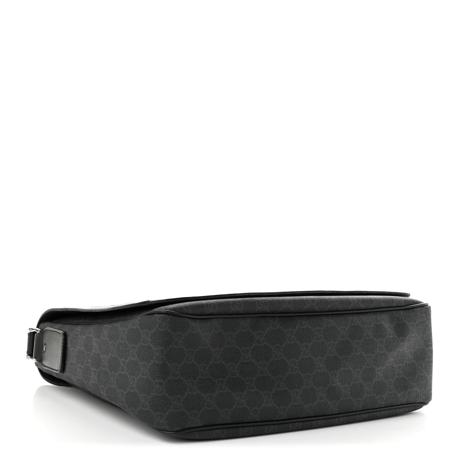 Gucci GG Supreme Monogram Flap Messenger Bag Black Grey