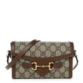 Gucci GG Supreme Monogram Mini Horsebit 1955 Shoulder Bag Beige Brown Sugar