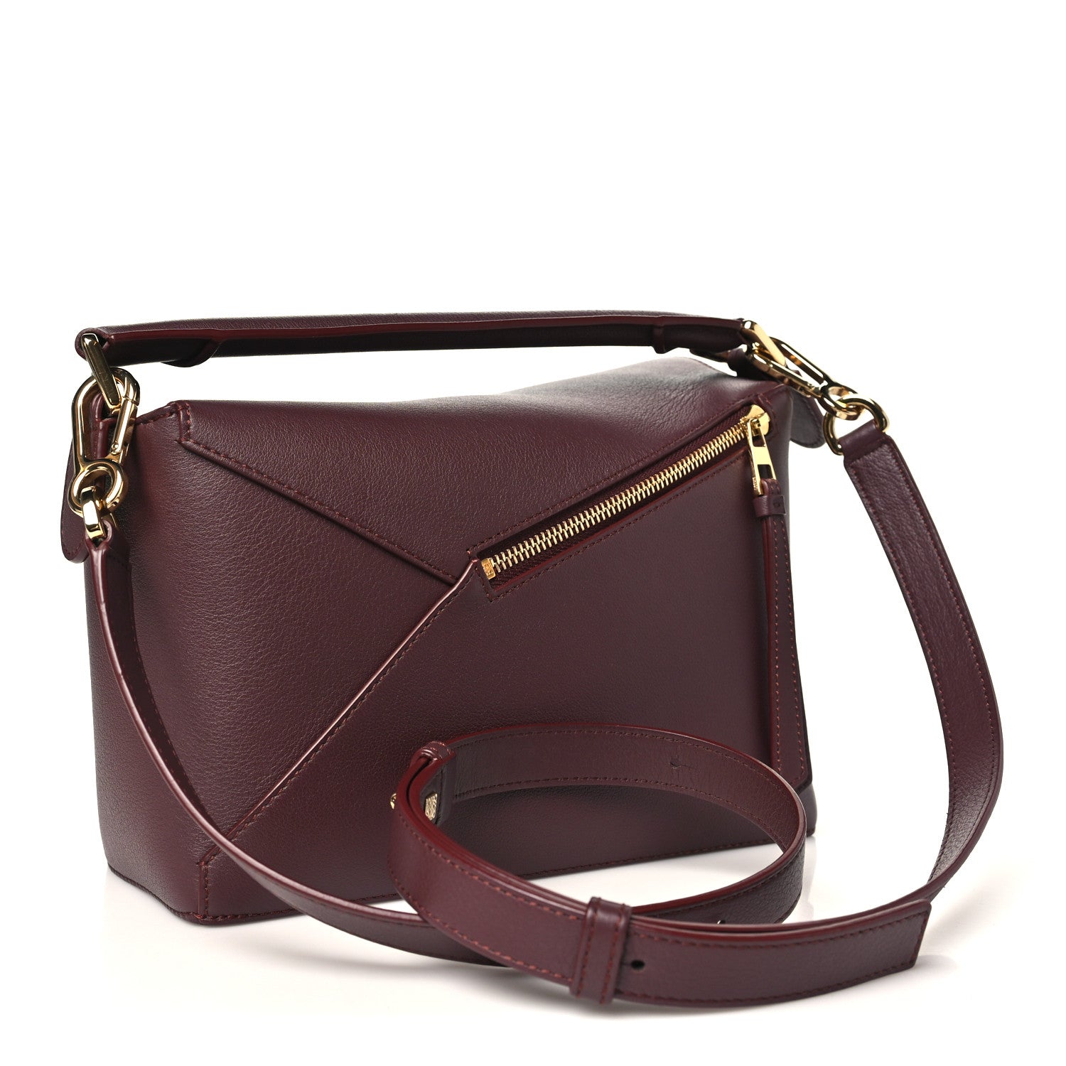 Loewe Soft Grained Calfskin Small Puzzle Edge Bag Dark Burgundy