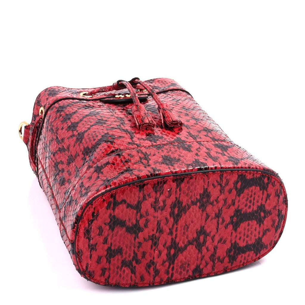 Gucci Python Ophidia Bucket Bag Red Black