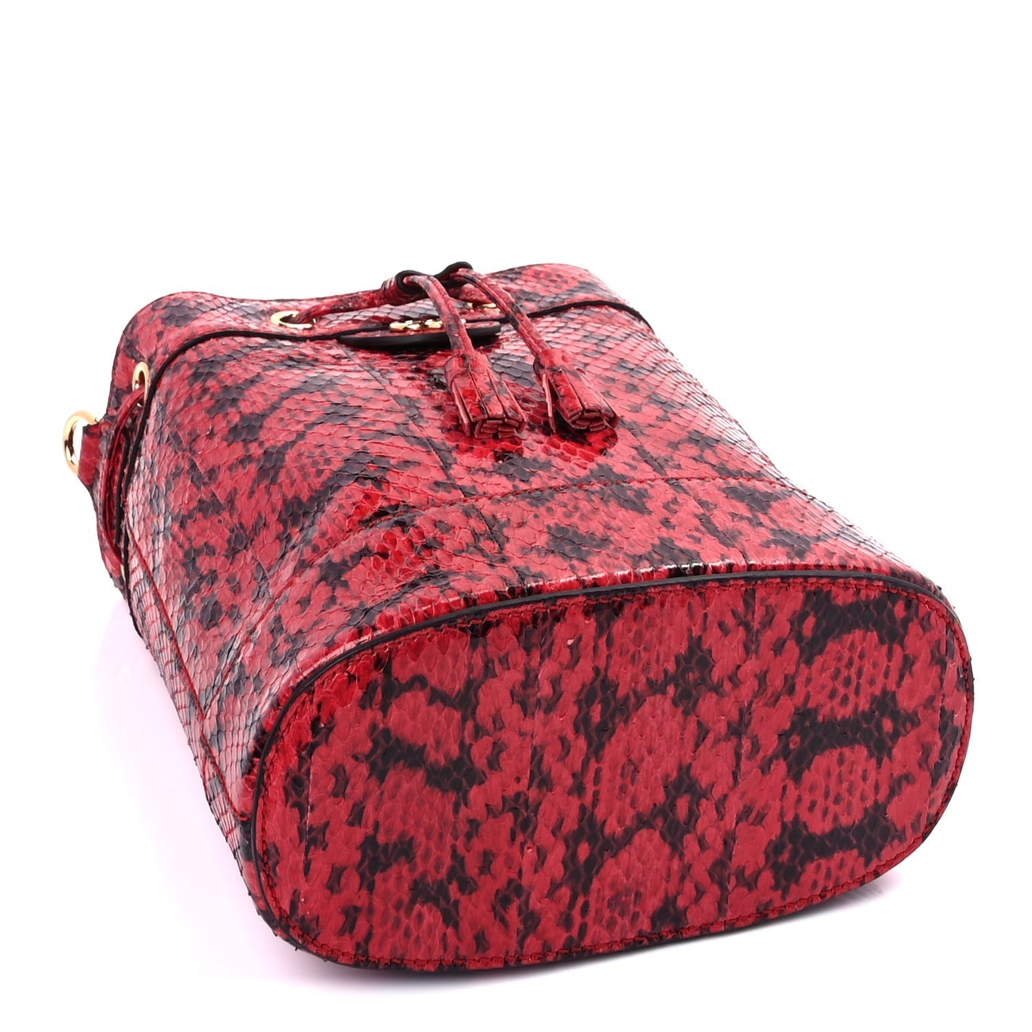 Gucci Python Ophidia Bucket Bag Red Black