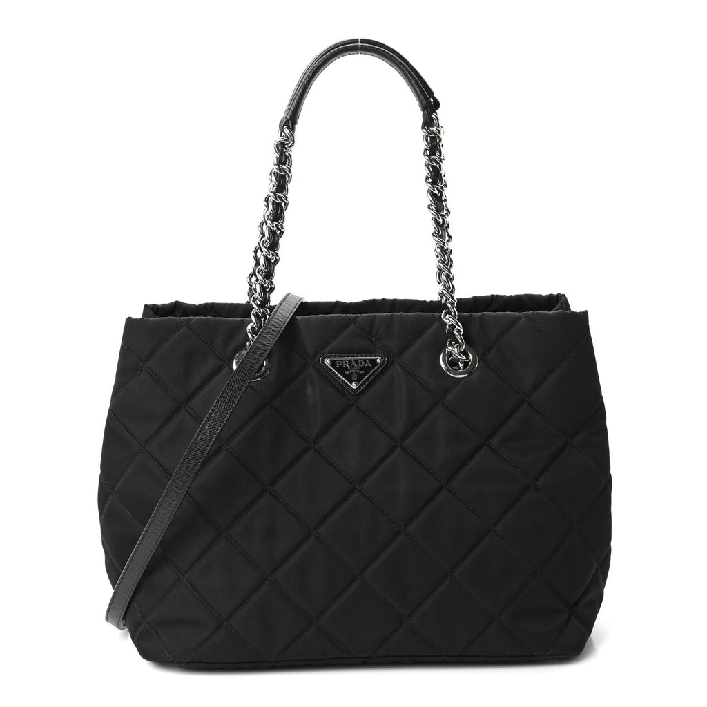 Prada Nylon Tessuto Impuntu Quilted Tote Black