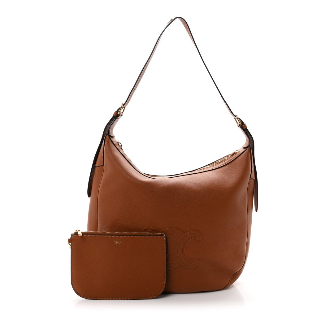 Celine Supple Calfskin Large Triomphe Heloise Shoulder Bag Tan