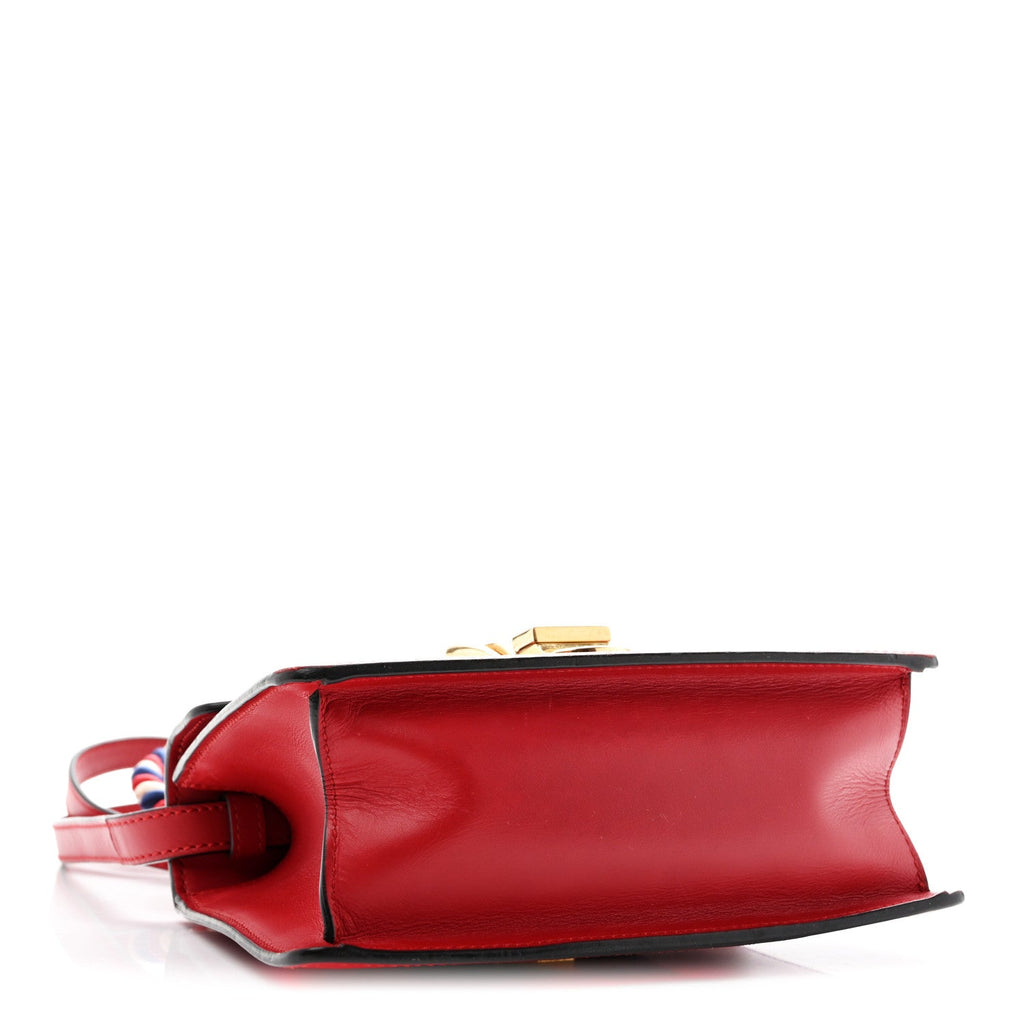 Gucci Calfskin Mini Sylvie Top Handle Bag Hibiscus Red
