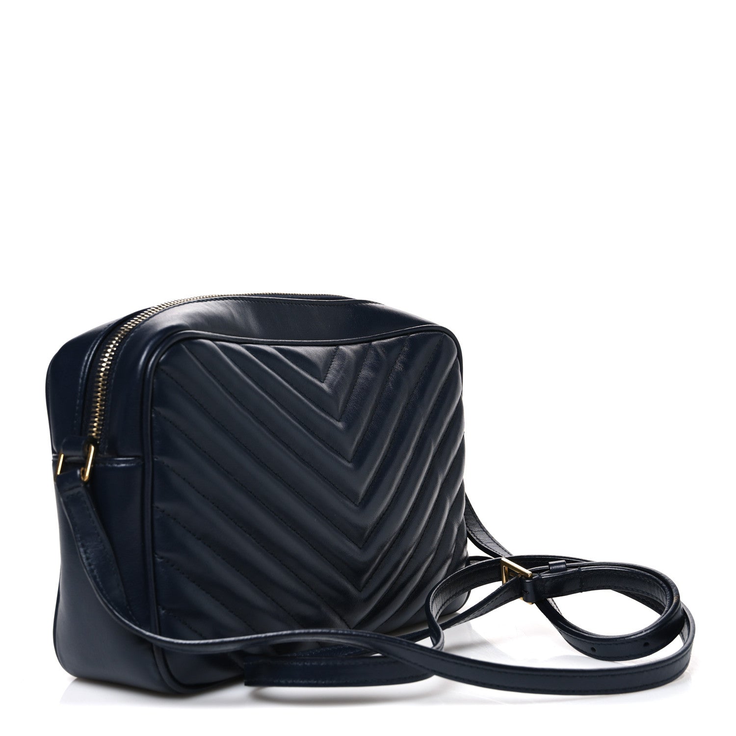 Saint Laurent Calfskin Matelasse Monogram Lou Camera Bag Deep Marine