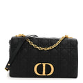 Dior Cannage Large Caro Bag Black front view