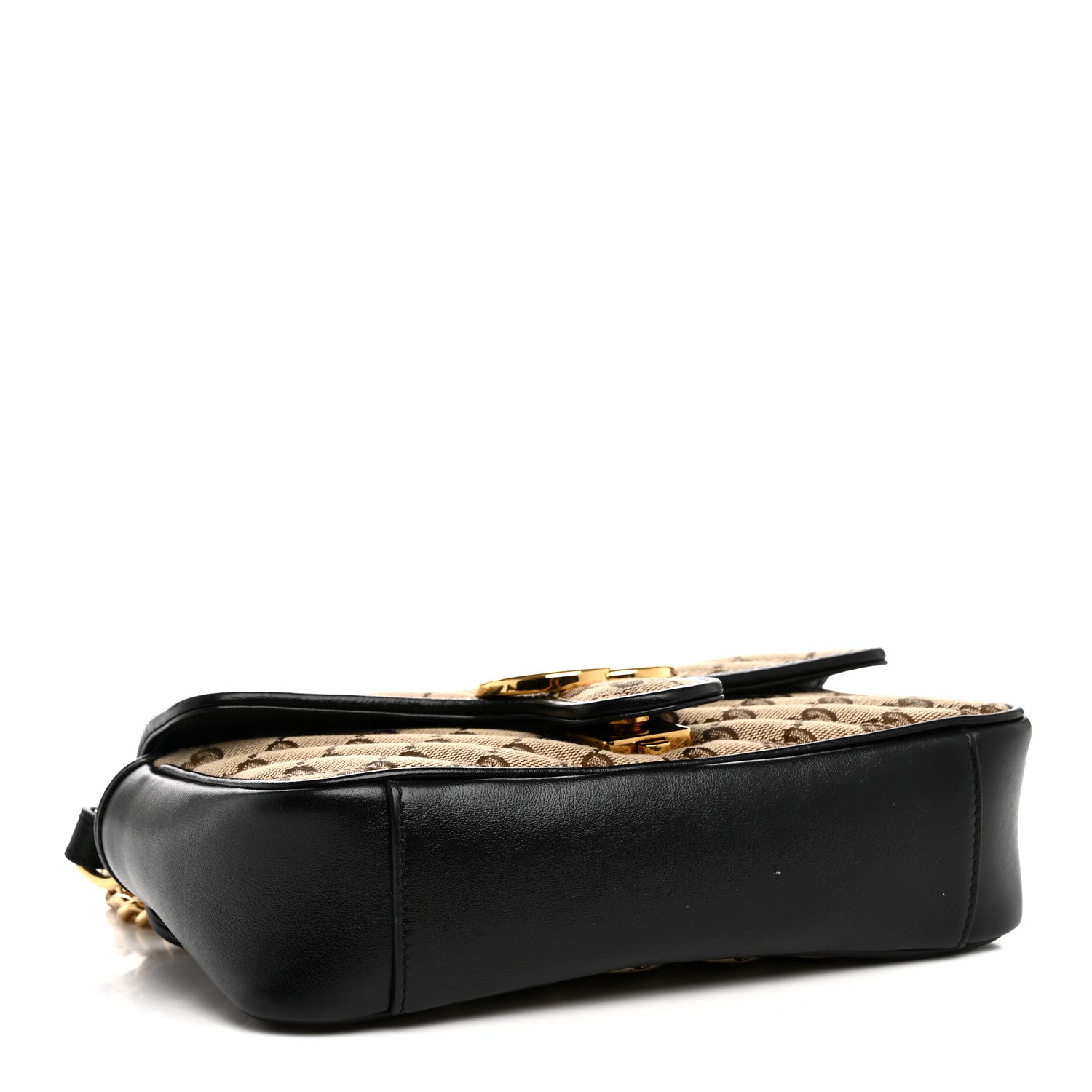 Gucci Monogram Matelasse Diagonal Mini GG Marmont Shoulder Bag Beige Black